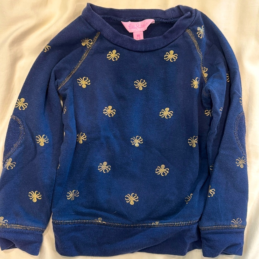 Lilly Pulitzer navy blue and gold octopus crew neck sweatshirt size XS (2-3)
